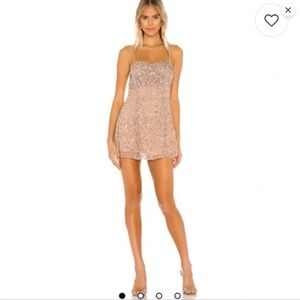Majorelle Sequin Embellished mini Dress in Blush/Nude Size S